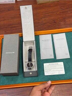Movado Men's Black Strap Museum Dial Watch